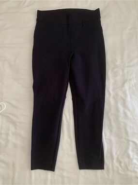 SPANX Navy Blue Ponte Slim Ankle Pants Size M Petite EUC Pull-On Stretch